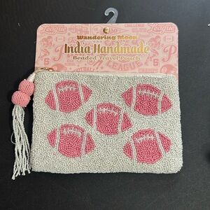 Wandering moon made in India bubblegum football beaded pouch